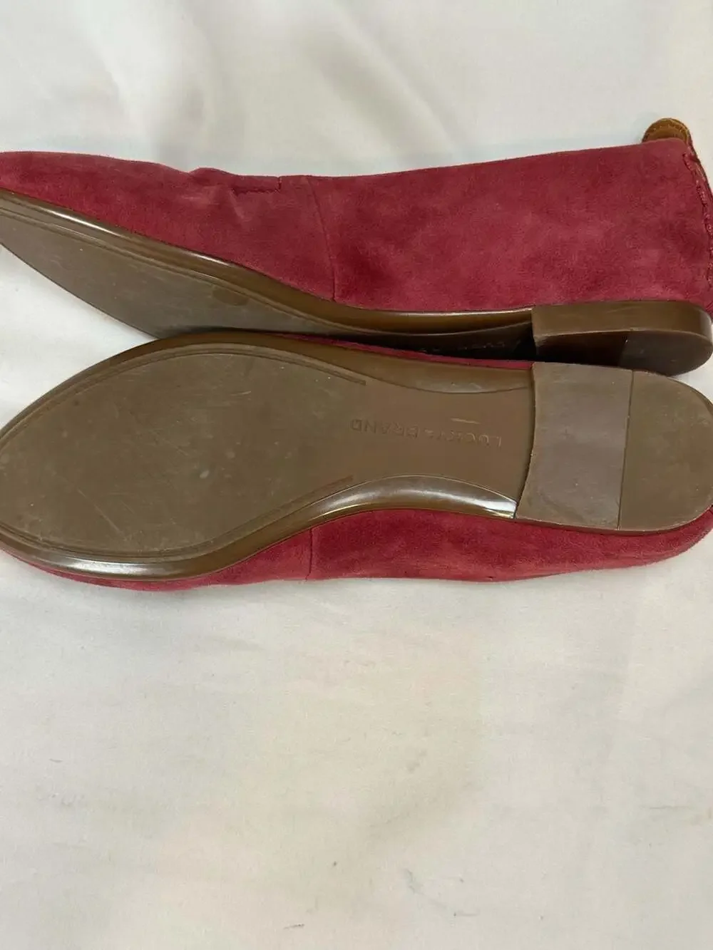 Balletcore Quiet Luxury Lucky Brand Emmie Burgundy Suede Ballet Flats Slip-On Sh